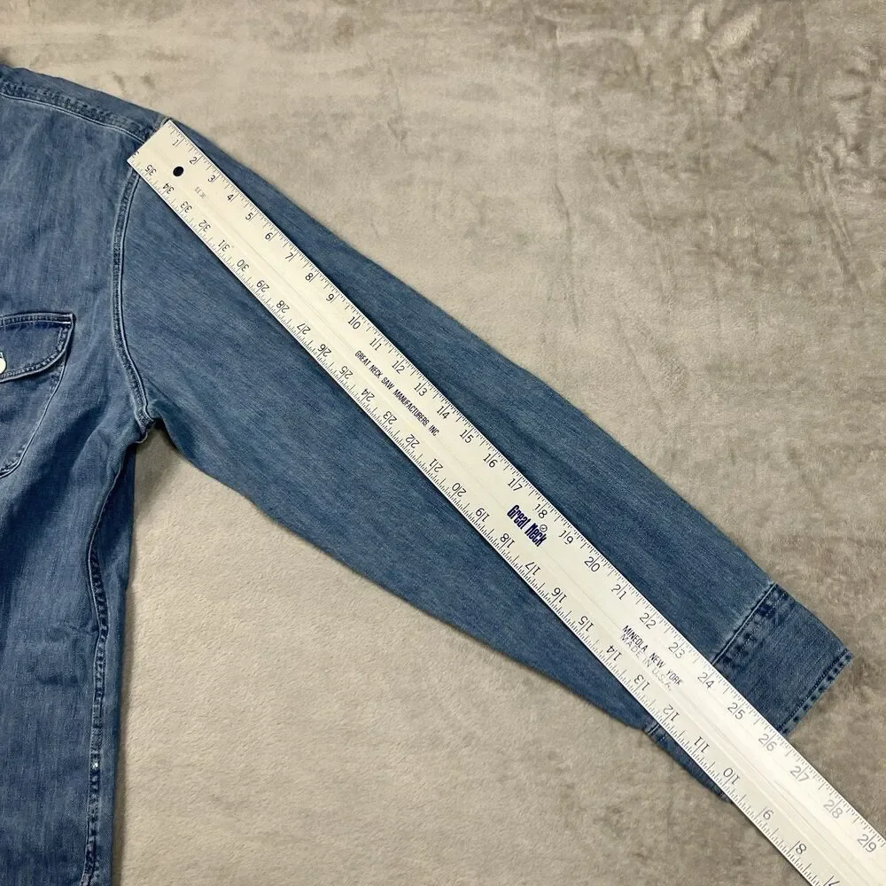 J.Crew Midweight Denim Workshirt Mens XXL Blue Cotton Dual Pocket Button Front